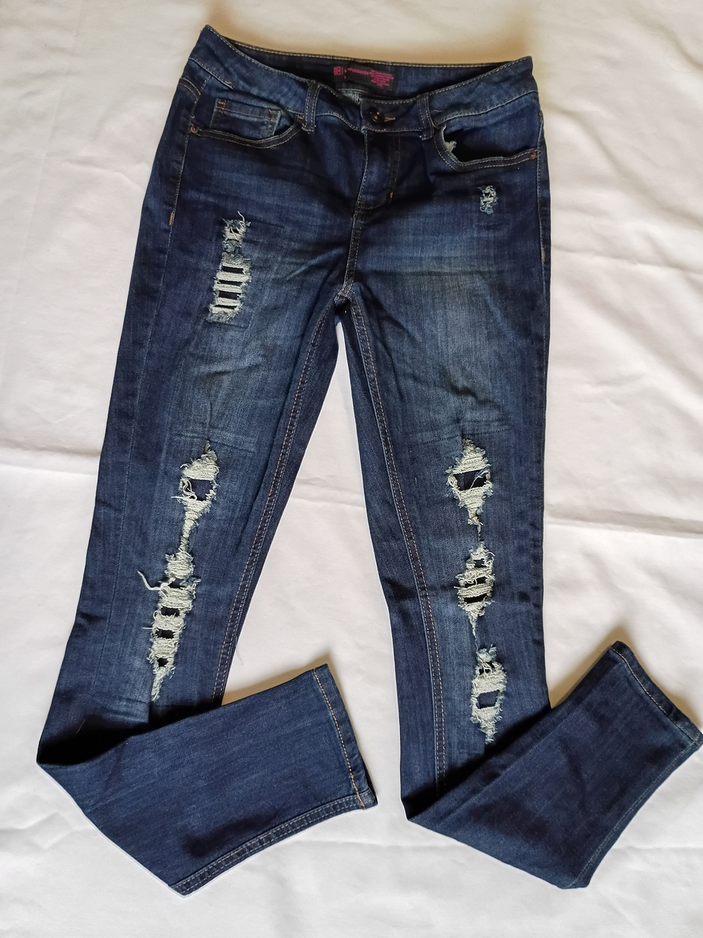 No Boundaries Dark Blue Distressed Skinny Jeans Size 9
